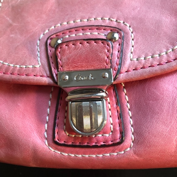 Coach Pink Poppy Hippie Distressed Leather Shoulder Bag - Picture 3 of 12